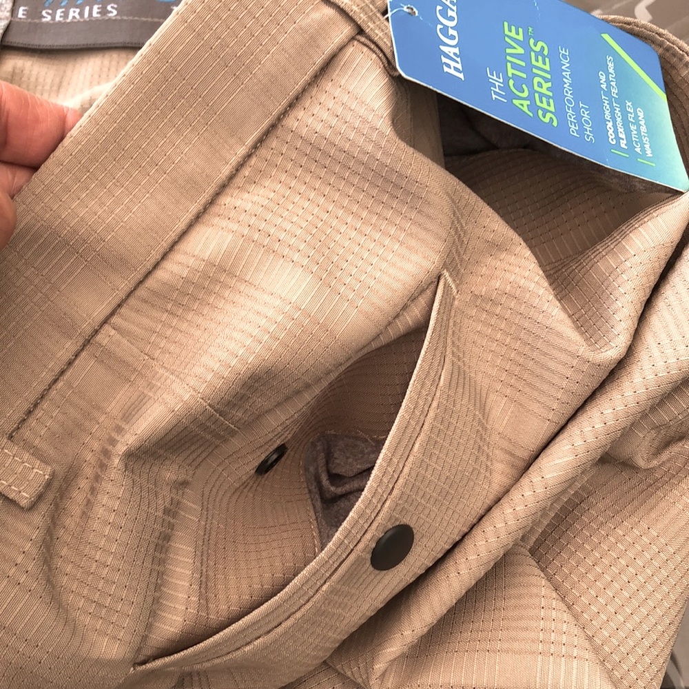 💥HP💥HAGGAR (48W) Big & Tall khaki active cooling vent performance short